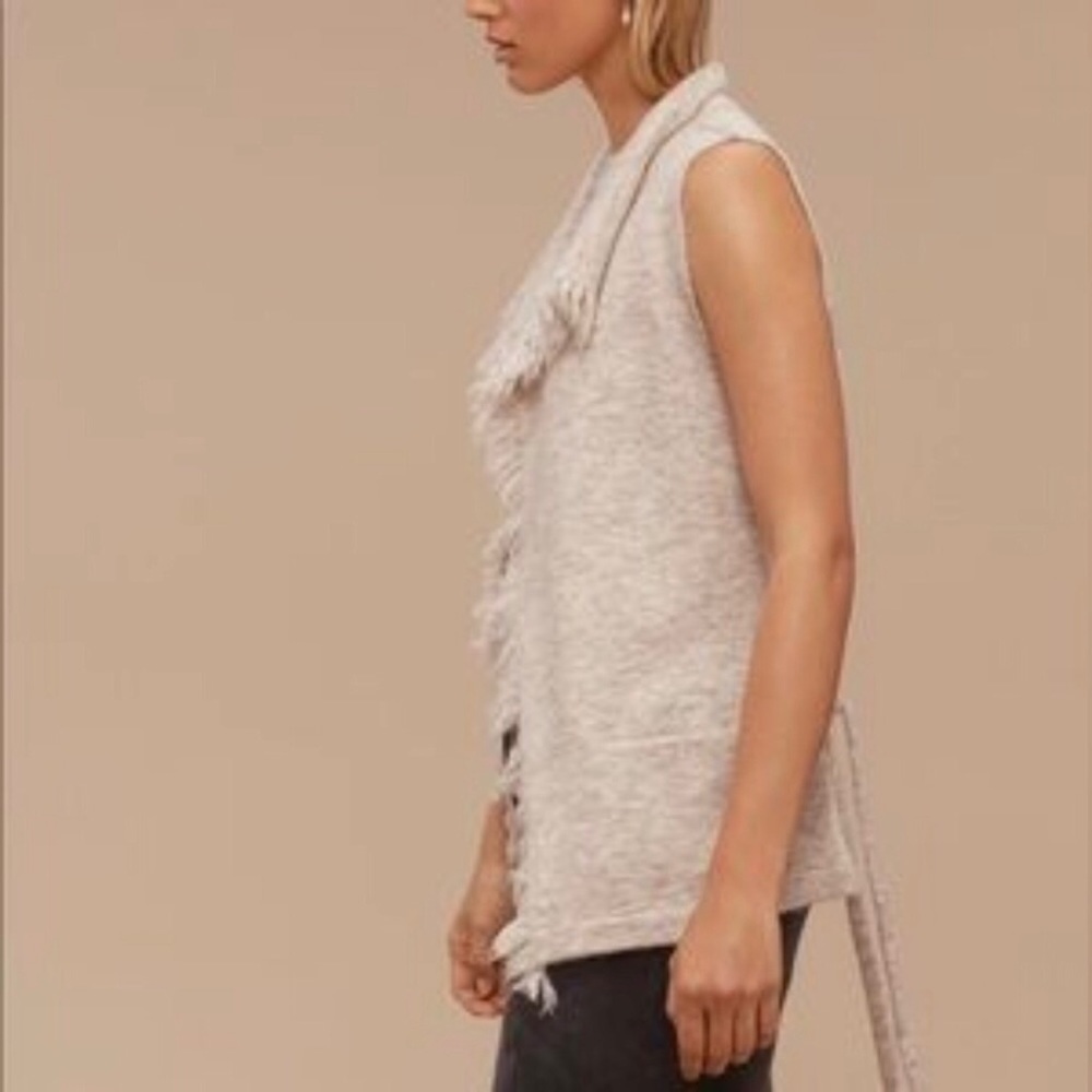 Aritzia Wilfred Free Fei Fei Vest Fringe Wool Alpaca Belted Cardigan Vest - Picture 4 of 12